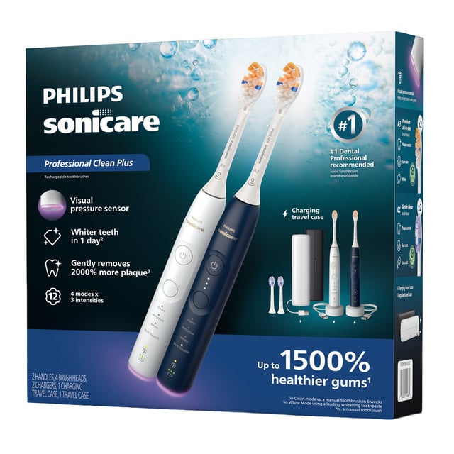 Philips Sonicare Professional Clean Plus Rechargeable Electric Toothbrush, 2-Pack