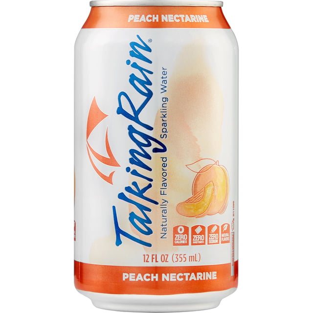Talking Rain Sparkling Water, Peach Nectarine, 12 fl oz, 24-Pack