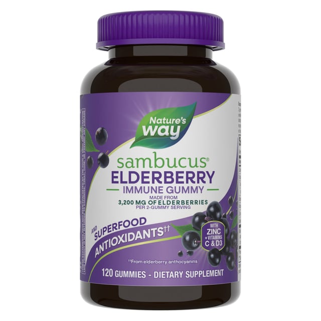 Nature's Way Sambucus Elderberry with Vitamin C & Zinc, 120 Gummies