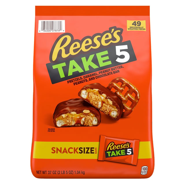 Reese's Take 5 Snack Size Candy Bars, 37 oz Bag