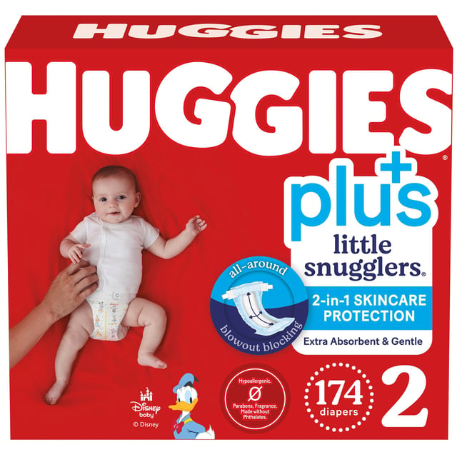 Huggies Plus Diapers Size 2 12-18 lbs 174 ct