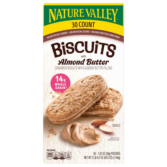 Nature Valley Biscuits with Almond Butter, 1.35 oz, 30-Count
