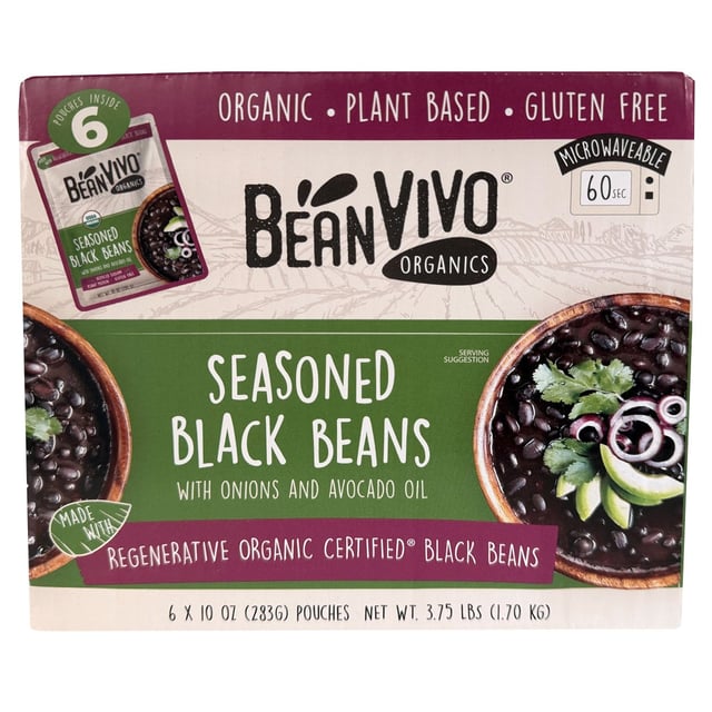 BeanVIVO Organic Seasoned Black Beans, 6 x 10 oz