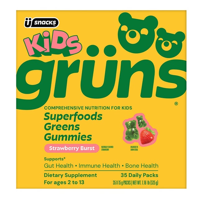 Grüns Kids Superfoods Greens Gummies, 35 Daily Packs