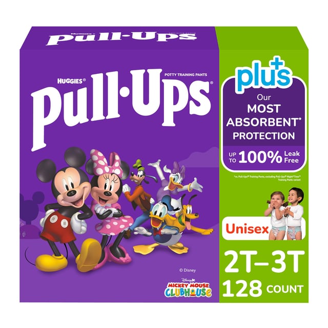 Huggies Pull-Ups Plus Unisex Training Pants 2T-3T 128 CT