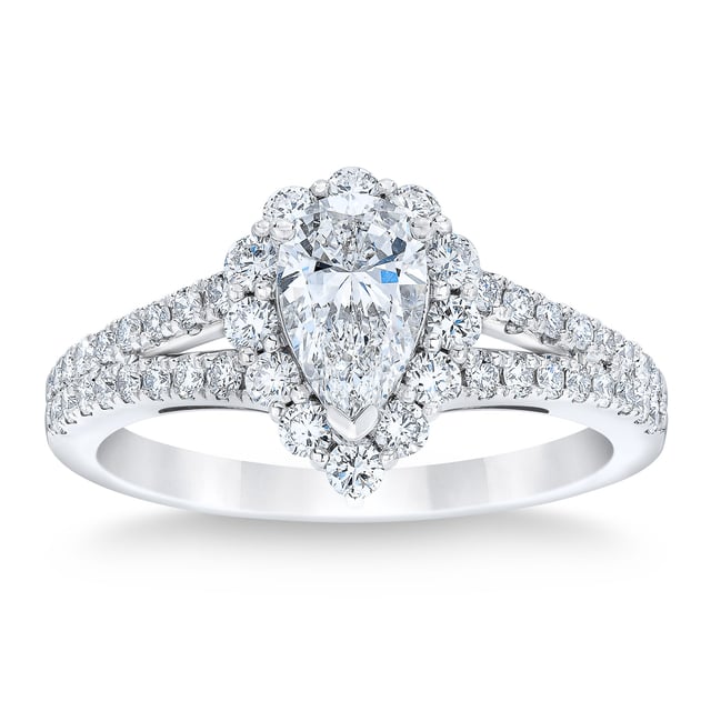 Platinum VS2 I 1.30 ctw Pear Shape Diamond Ring (0.70 ct Center)