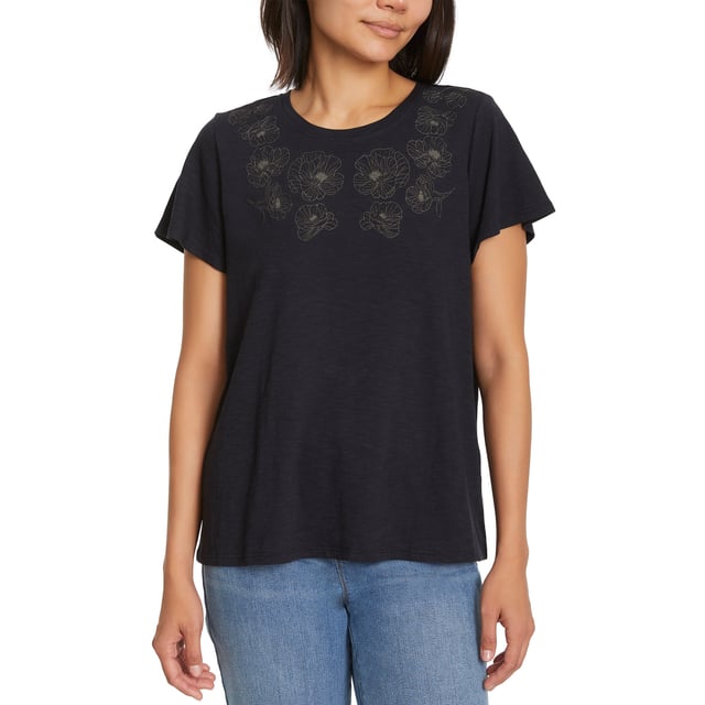 Ella Moss Women's Short Sleeve Embroidered Top