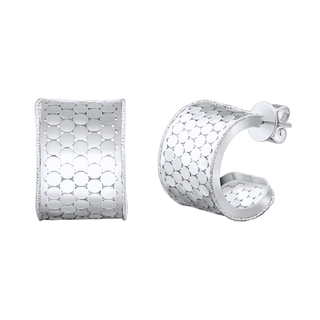 14KT White Gold J Hoop Earrings Made in Italy
