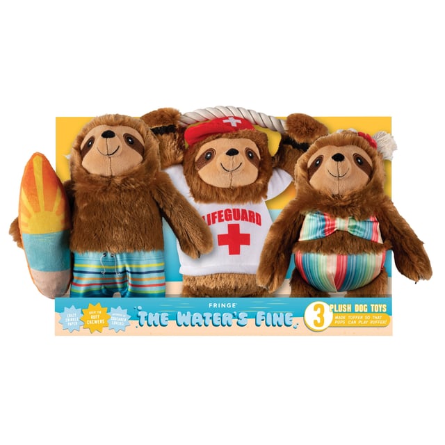 Fringe Studio "The Water's Fine" Sloth Plush Dog Toy 3-Pack