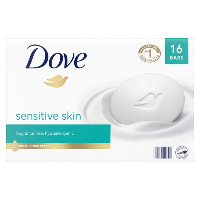 Dove Sensitive Skin Beauty Bar Soap 16 Pack, 3.75 oz