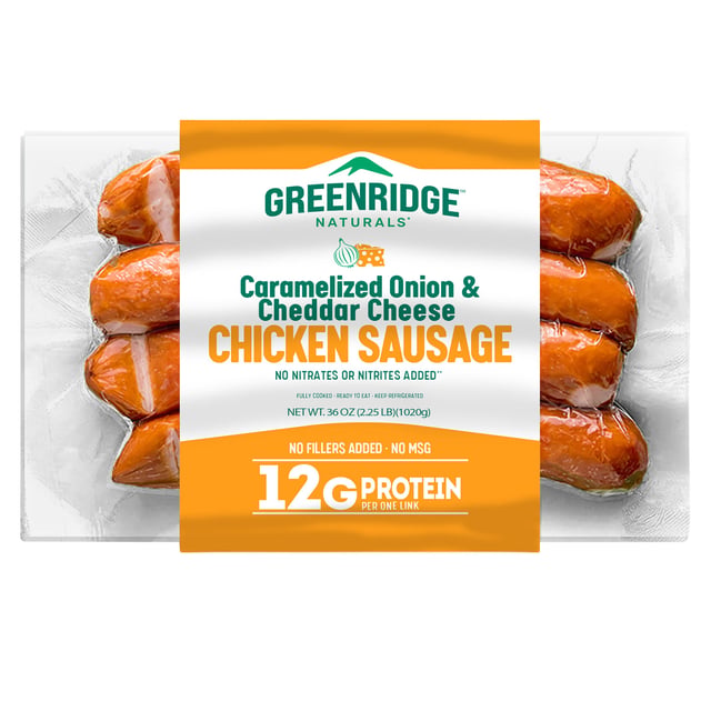 Greenridge Naturals Chicken Sausage Cheddar & Onion, 2.25 lbs