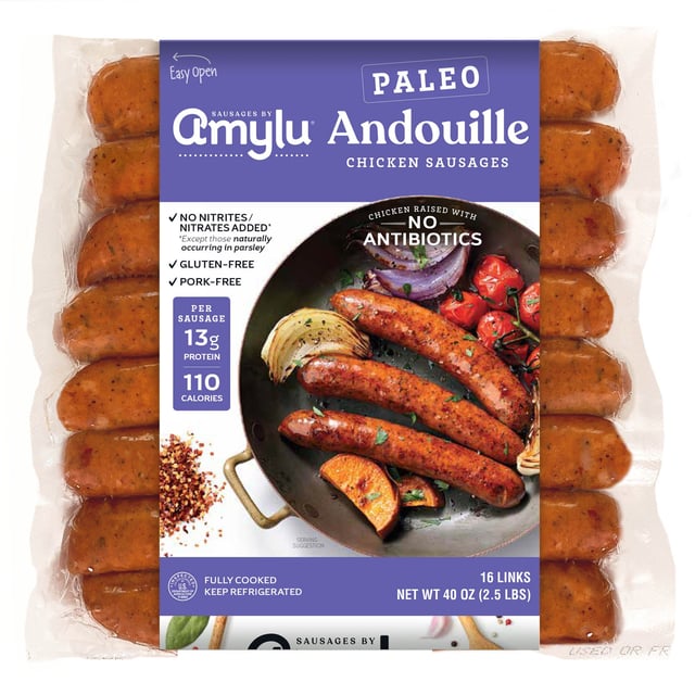 Amylu Antibiotic Free Paleo Andouille Sausage 40 oz (2.5 lbs)