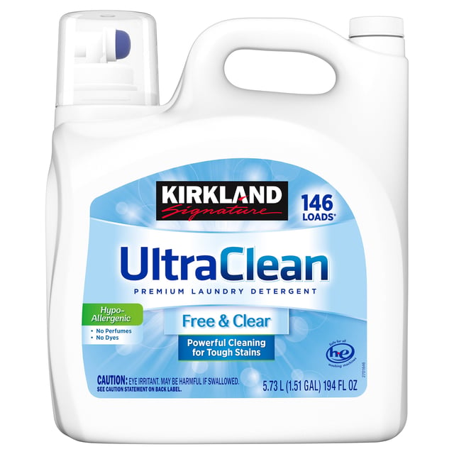 Kirkland Signature Free & Clear HE Liquid Laundry Detergent, 194 Ounces, 146 Loads