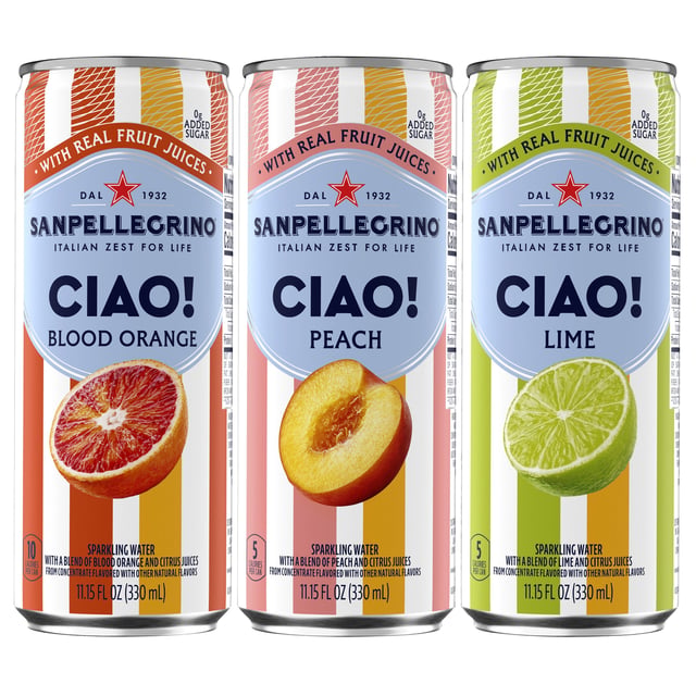 San Pellegrino Ciao Rainbow Variety Pack, 24 Count, 11.15 fl oz Cans