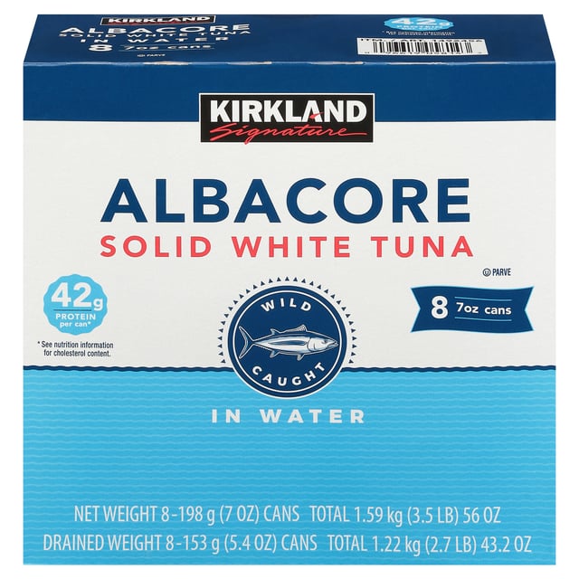 Kirkland Signature Albacore Solid White Tuna in Water, 7 oz, 8-Count