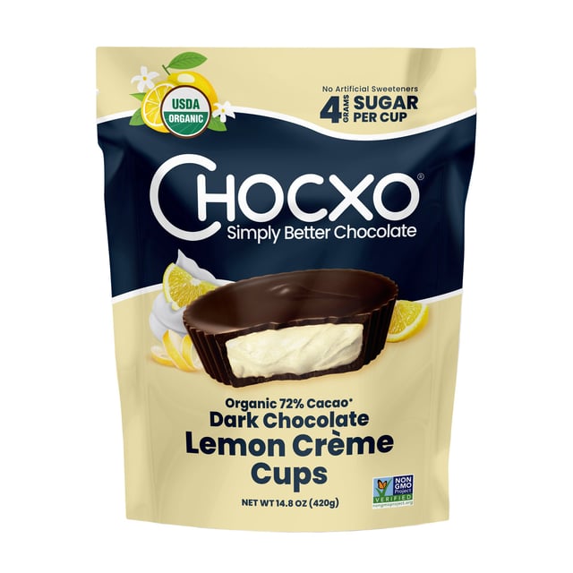 ChocXO Organic Dark Chocolate Lemon Crème Cups 14.8 oz Bag