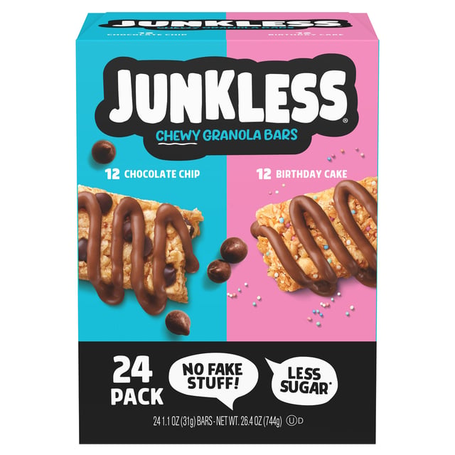 Junkless Chewy Granola Bar Variety Pack, 24 Bars / 1.1 oz Each (1.65 lb)