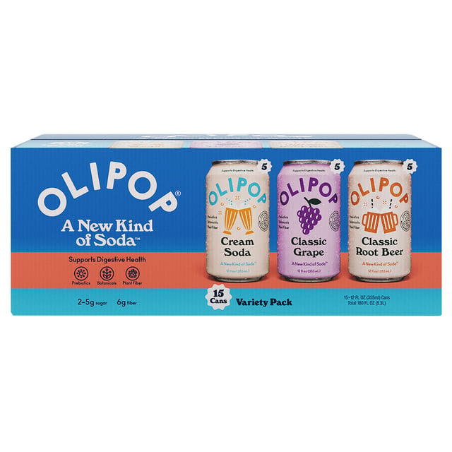 OLIPOP Prebiotic Soda Variety Pack 15/12 oz