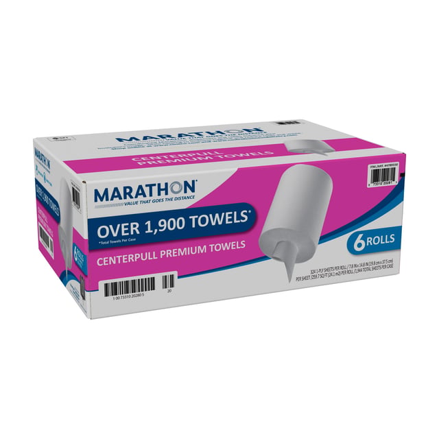 Marathon 1-Ply Centerpull Towel, 6 Rolls, 324 Sheets