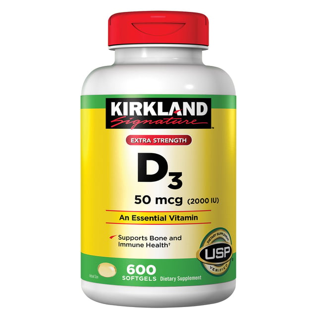 Kirkland Signature Extra Strength Vitamin D3 50mcg, 600 Softgels