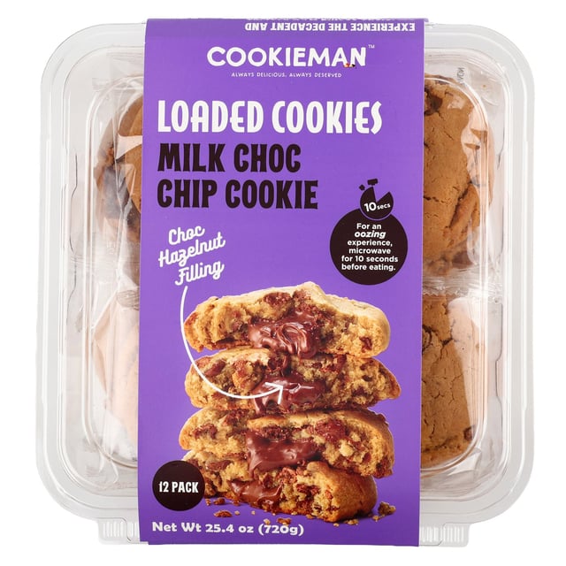 Cookie Man Loaded Milk Chocolate Chip Stuffed Cookies, 12 Count Container
