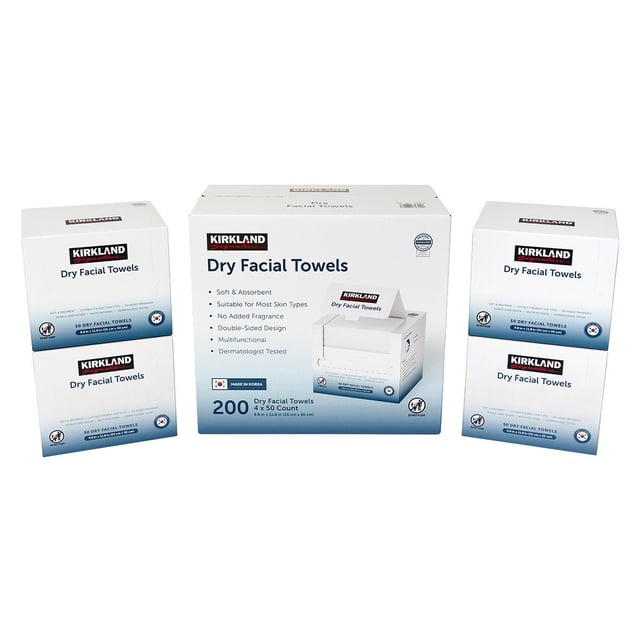 Kirkland Signature Daily Dry Facial Towel 4-Pack 50 CT