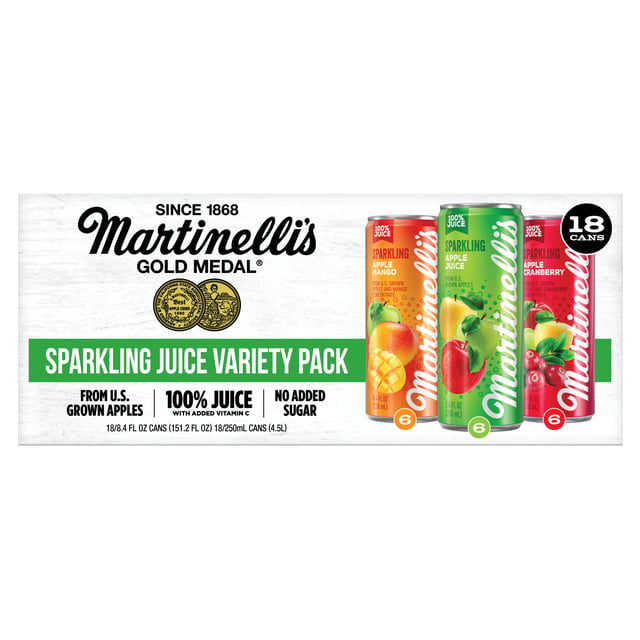 Martinelli's Sparkling Juice Variety Pack, 18 x 8.4 fl oz