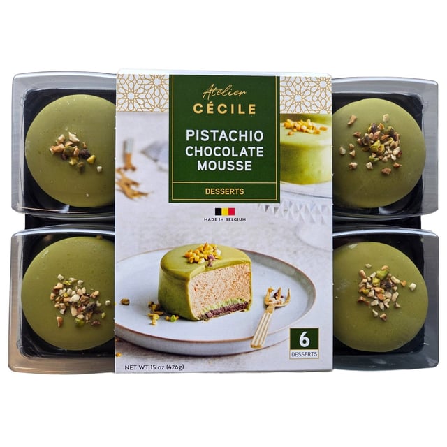 Atelier Cécile Pistachio Chocolate Mousse Desserts, 6 ct