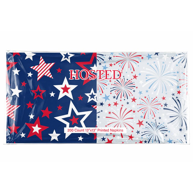 Hosted Americana Printed Napkins, 200 CT / 3 Ply