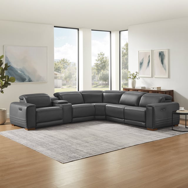 Aiden & Ivy Karson Leather Power Reclining Sectional