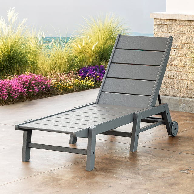 POLYWOOD Long Beach Chaise Lounge with Wheels