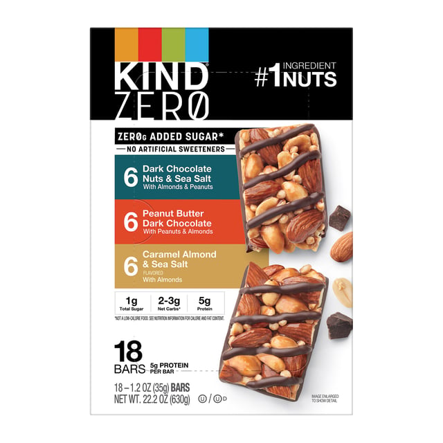 KIND ZEROg Added Sugar Bars, 18-Count Variety Pack
