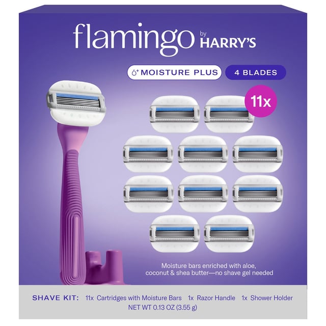 Flamingo by Harry's Moist+ Razor Set - 1 Handle, 11 Cartridges