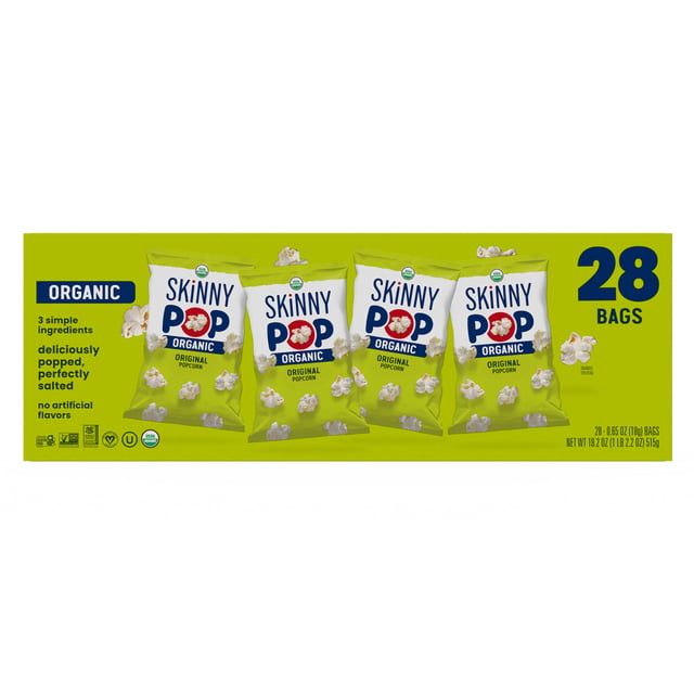 SkinnyPop Organic Popcorn, 0.65 oz, 28-Count