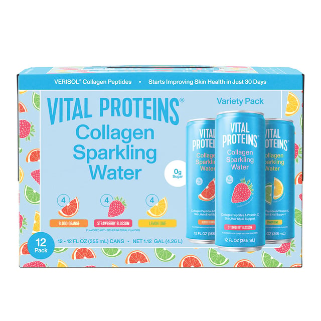Vital Proteins Collagen Sparkling Water, 12-Pack 12 oz Cans
