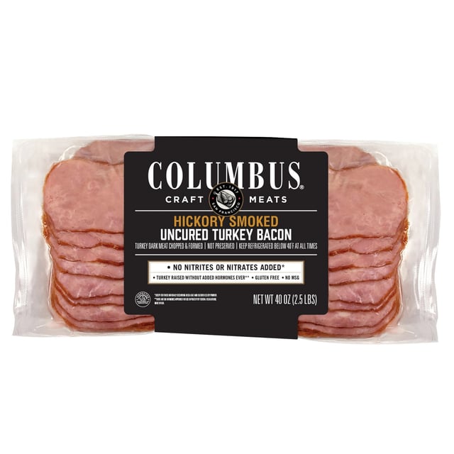 Columbus Hickory Smoked Uncured Turkey Bacon 4/10 oz (2.5 lb)