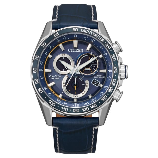 Citizen Eco-Drive PCAT Stainless Steel Blue Dial Men's Quartz Watch 43MM