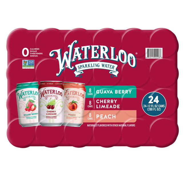 Waterloo Sparkling Water Variety Pack, 24 Cans, 12 oz Each