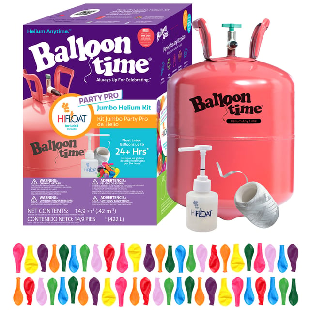 Balloon Time Jumbo Helium Tank Kit with HI-FLOAT Bundle
