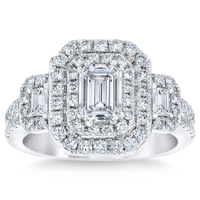 Platinum VS2 I 1.46 ctw Emerald Cut Diamond Ring (0.70 ct Center)