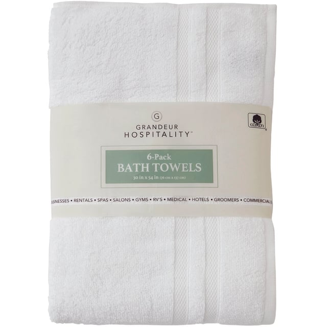 Grandeur Hospitality Bath Towel 6-Pack 30" x 54"