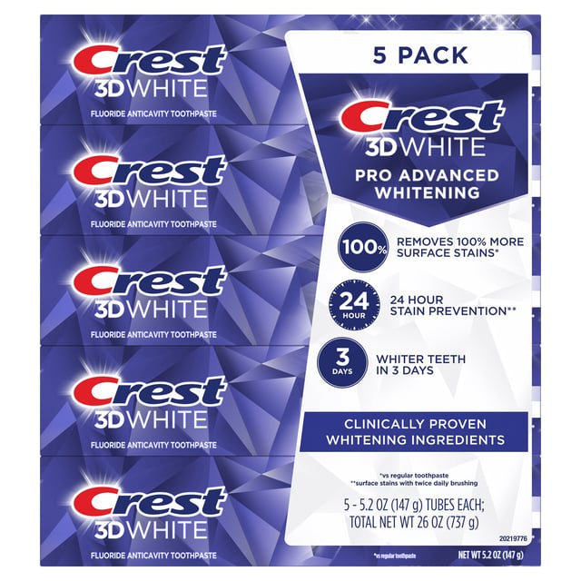 Crest 3D White Advanced Whitening Toothpaste, 5/5.2 oz