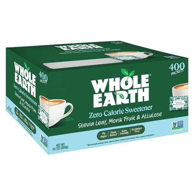 Whole Earth Stevia, Monk Fruit & Allulose Sweetener, 400 Count