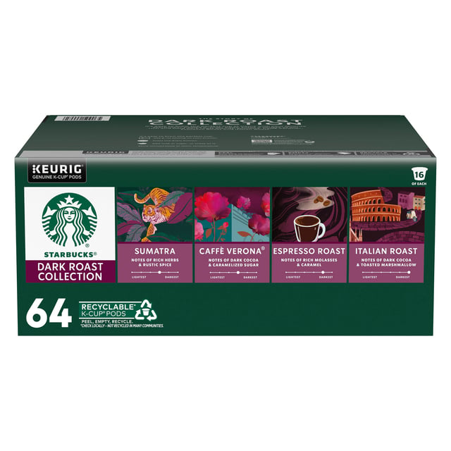 Starbucks Dark Roasts Variety Pack K-Cup Pod, 64-Count