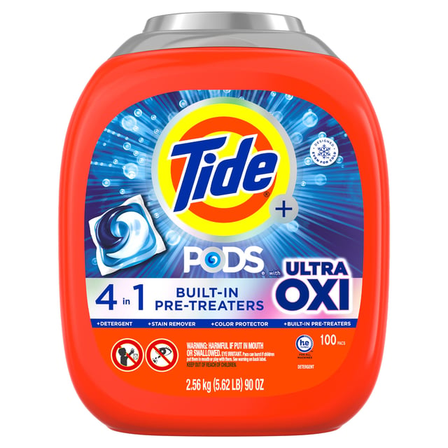 Tide Ultra OXI PODS Laundry Detergent, 100 Count (5.62 lbs)
