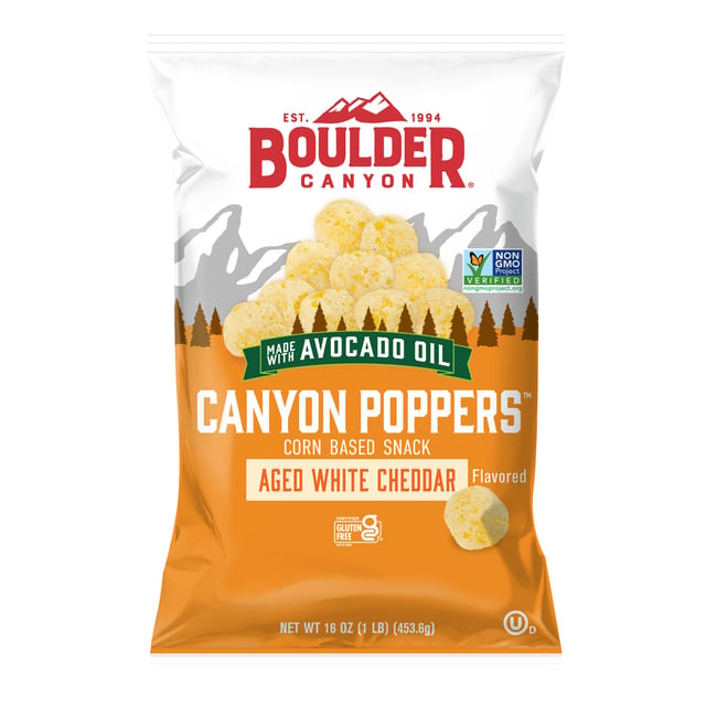 Boulder Canyon Avocado Oil Canyon Poppers, Aged White Cheddar, 16 oz (1 lb)