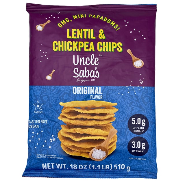 Uncle Saba's Sea Salt Mini Papadums 18 Ounce Bag