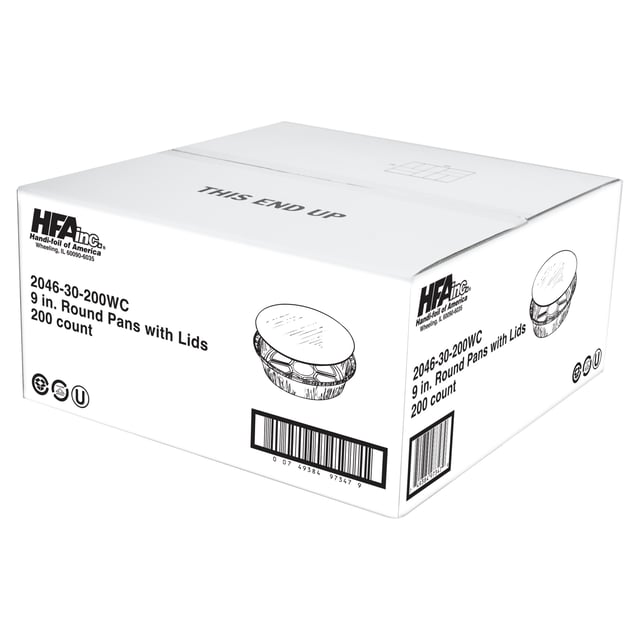 Handi-Foil of America 9" Round Aluminum Pans with Steam Lids, 200 Count