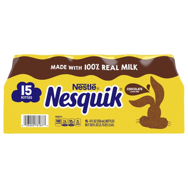 Nestle Nesquik Low Fat Chocolate Milk 15 Pack 8 Ounces Each