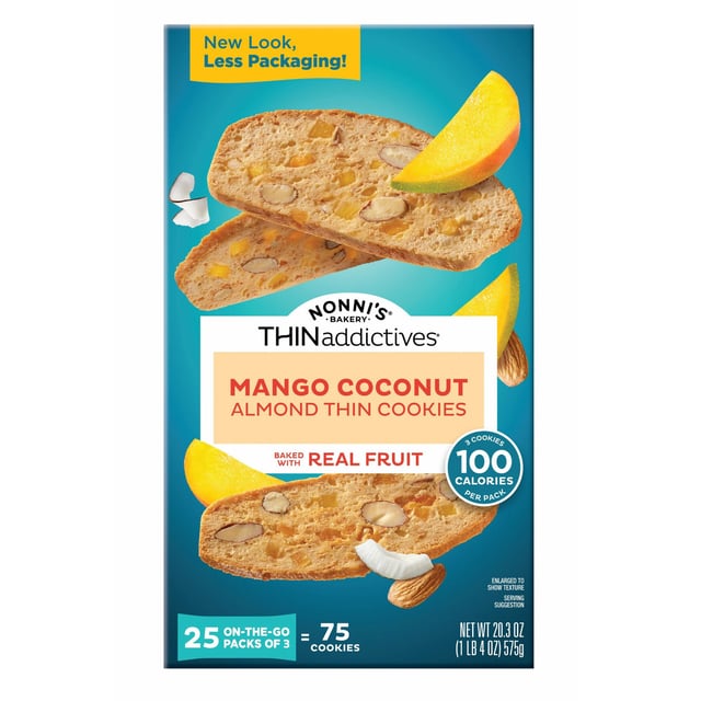 ThinAddictives Mango Coconut Almond Thin Cookies, 25 Count, 20.3 Ounces